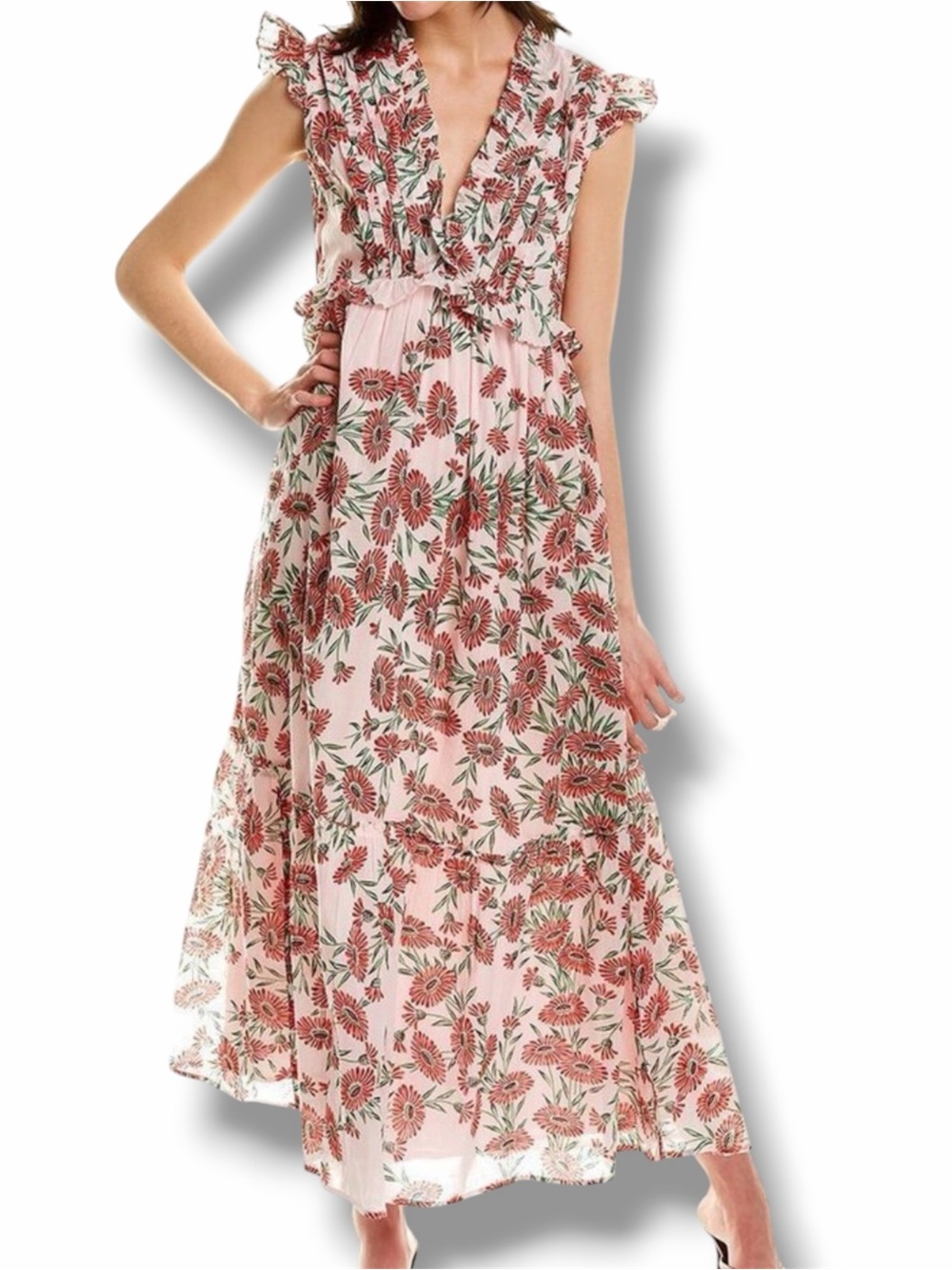 Banjanan Constance Dress in Red Dune Daisy Size Small